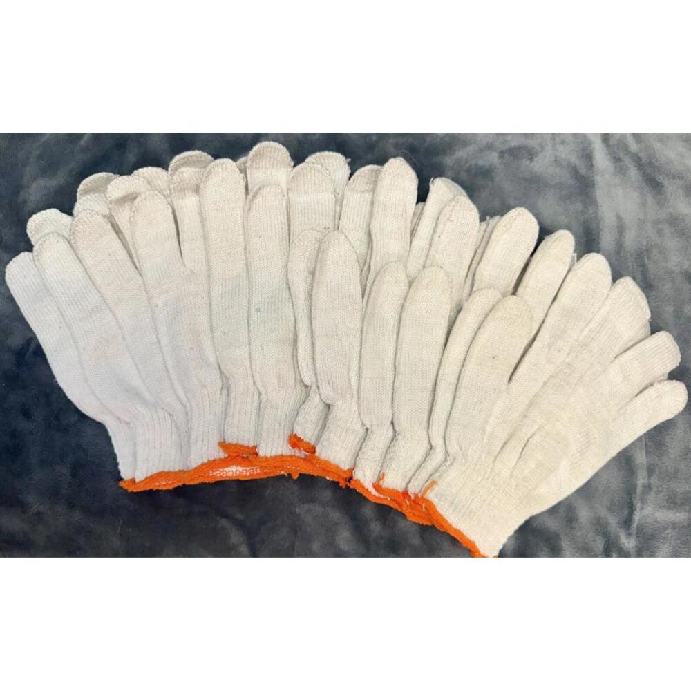 White Cotton Glove/Liners, 6 Pair,  Med/Sm Safety Grip Garden Knit Thick Gloves
